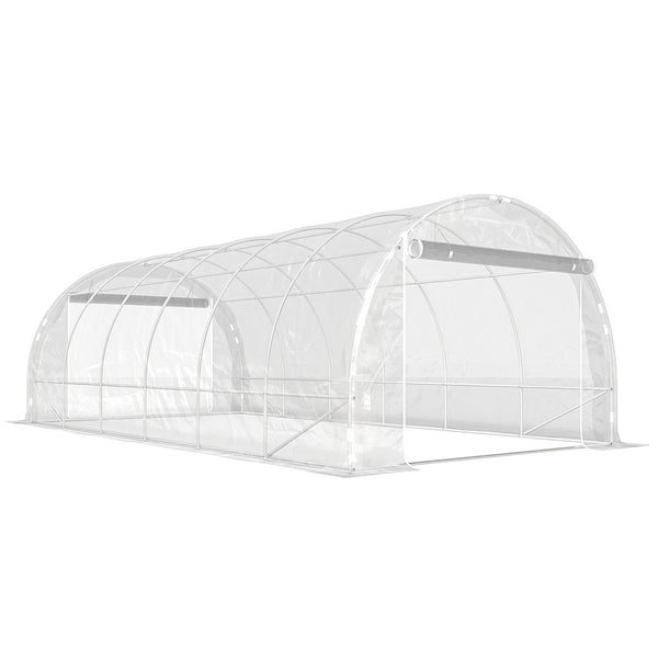 Serra a Tunnel 3x6x2 m con Porte Avvolgibili Telaio in Acciaio e Copertura in PE Anti-UV Trasparente prezzo