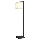 Lampada da Terra a LED con 10 Luminosità 9W e Telecomando 36x30x168 cm Paralume Effetto Lino Nero e Beige 