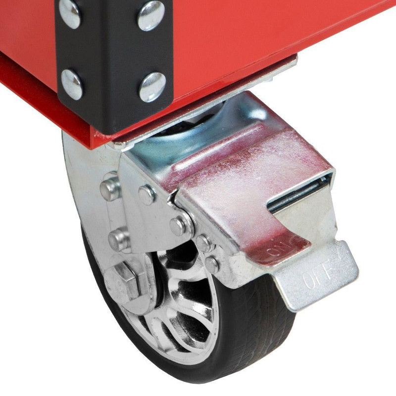 Carrello Porta Attrezzi da Officina  92,5x52x106 cm in Acciaio Nero e Rosso