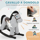 Cavallo a Dondolo con Suoni per Bambini da 2-5 Anni Coniglietto Incluso in Legno e Peluche Grigio      