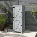 Armadio Porta Attrezzi da Esterno 60x 60x160 cm con 2 Armadietti con Blocco in Legno di Abete Grigio   