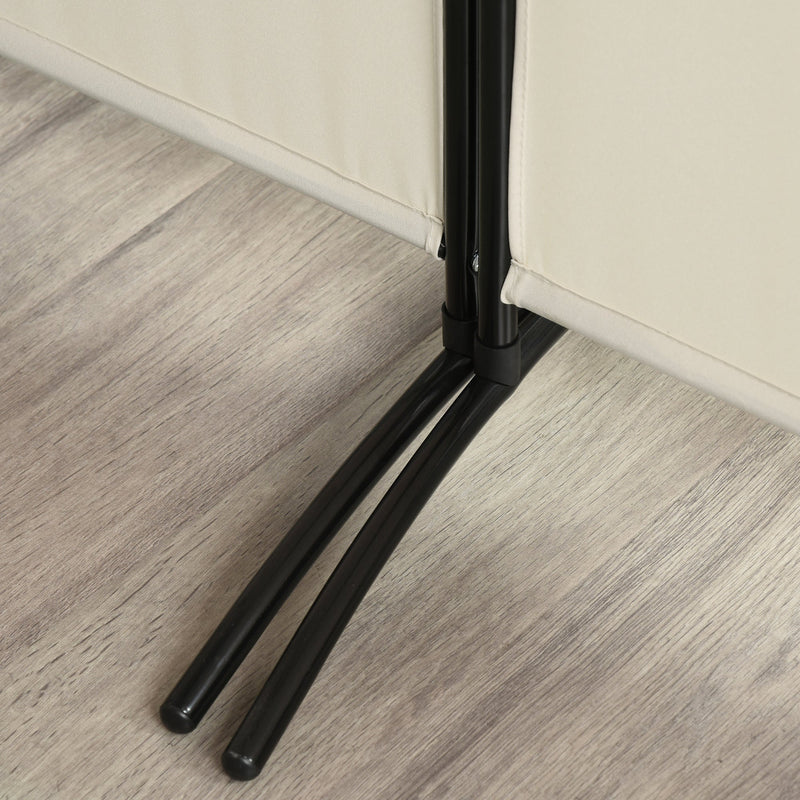 Paravento Separè 3 Pannelli 253x50x182 cm in Metallo e Poliestere Beige