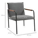 Sedia Imbottita 65,5x85x85 cm  in Tessuto Effetto Lino Grigia