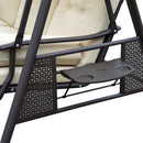 Dondolo 3 Posti da Giardino 208x121x172 cm in Metallo e Tessuto Beige