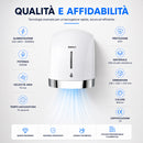 Asciugamani Elettrico da Parete 2000 W 24x24x21 cm con Fotocellula e Asciugatura in 15 Secondi in ABS Bianco      