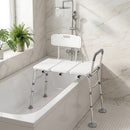 Sedia per Vasca da Bagno 86x60x89-101 cm con Schienale e Bracciolo Altezza Regolabile in 10 Livelli Fino a 136 kg Bianco      