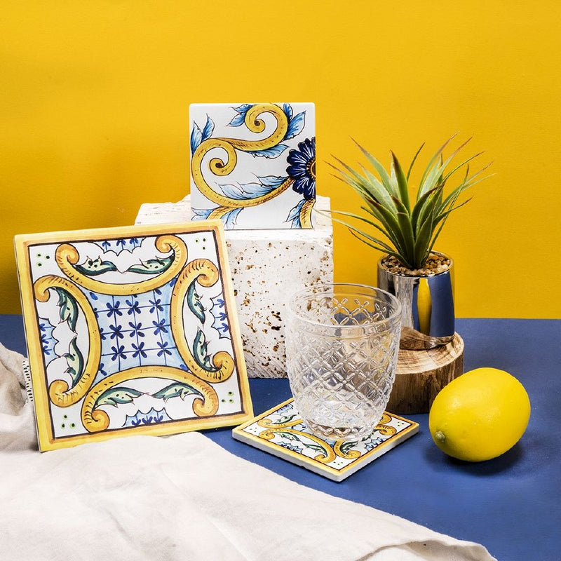 Set 6 Sottobicchieri 10x10x1 cm  in Ceramica VdE Tivoli 1996 Le Riggiole