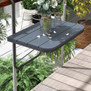 Tavolino da Balcone Pieghevole e Regolabile, in Alluminio e Legno Composito, 60x40x55-64 cm, Nero      