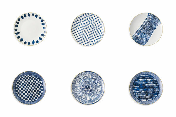 Set 6 Obstteller aus Porzellan Blau Dekoration Ø19,5 cm Villa d'Este Home Tivoli Masai Blue online