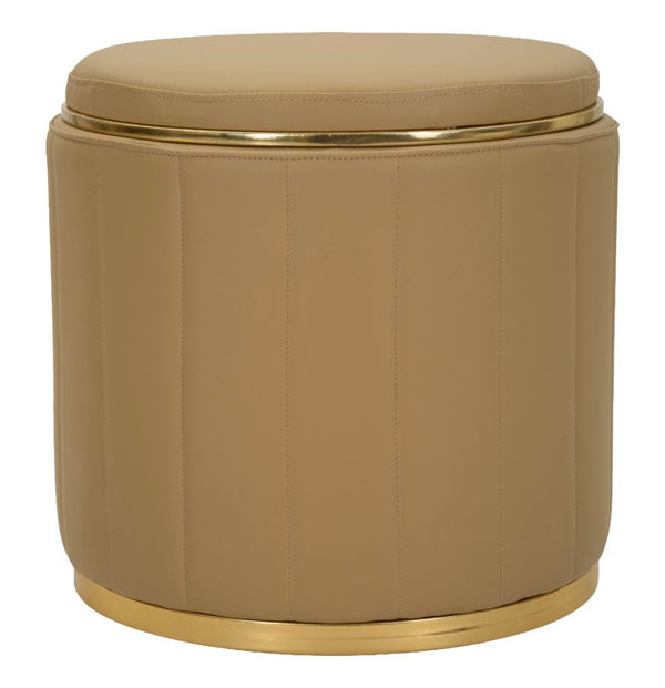Puff con Contenitore London Marrone Ø46,5x44 cm in Pino e MDF e Spugna e Metallo e PU acquista