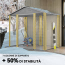Casetta Porta Attrezzi 196x236x208 cm con Porte Scorrevoli e 4 Prese d'Aria in Acciaio e PP Grigio Chiaro      