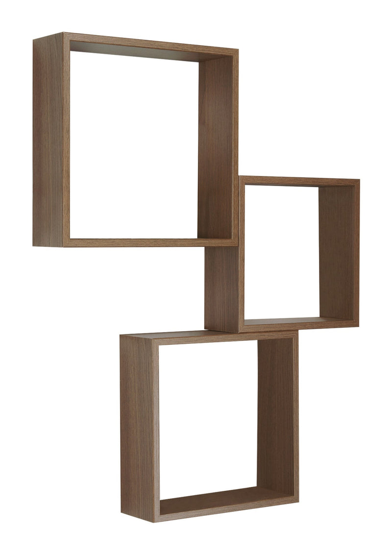 Set 3 Mensole da Parete Cubo in Fibra di Legno Incubo Slim Rovere Tabacco
