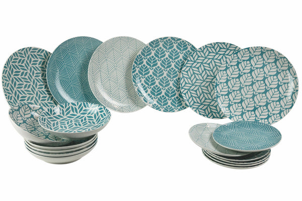 prezzo Villa d'Este Home Tivoli Bali Blatttellerservice 18-teilig aus mehrfarbigem Porzellan
