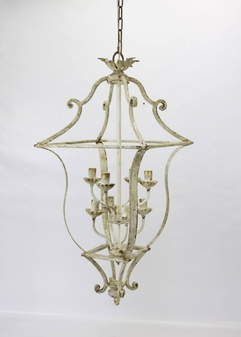 Lampadario 8 Luci in Metallo 45x98x45cm Sbiancato