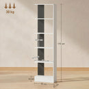 Libreria Moderna Salvaspazio 45x21x170 cm a 5 Ripiani in Legno Bianco e Nero      