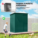 Casetta da Giardino 159x106x181 cm con Prese d'Aria e Porta Scorrevole in Metallo Verde      