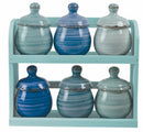 Set 6 Barattolini in Ceramica con Stand in Legno VdE Tivoli 1996 Baita
