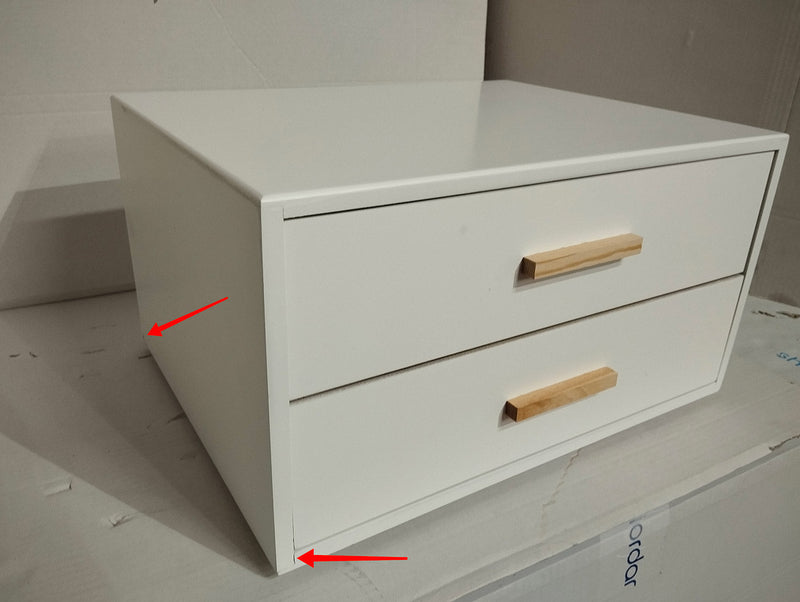 Comodino 2 Cassetti in Legno 45x35x59,5 cm Toby Bianco Seconda Scelta