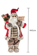 Babbo Natale con Scrtta Merry Christmas H45 cm Rosso/Marrone