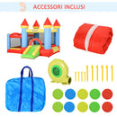 Castello Giostra Gonfiabile 300x275x210 cm con Scivolo Piscina Canestro e Pompa Multicolor
