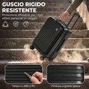 Valigia Rigida Piccola 48 L 56x36x24 cm Espandibile con 4 Ruote e Scomparto per Laptop in ABS Nero      