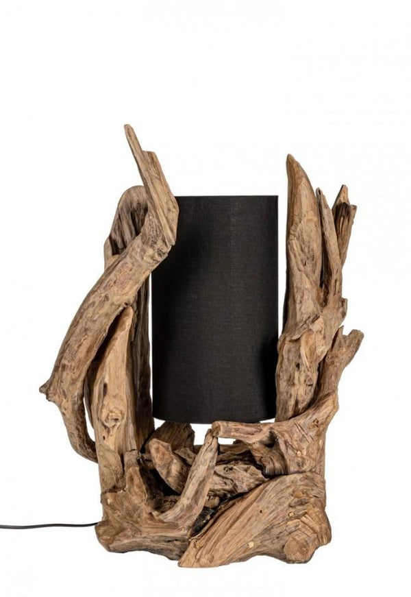 Tischlampe 55x40x80 cm E27 in Holz und Stahlschirm in schwarzer Baumwolle prezzo