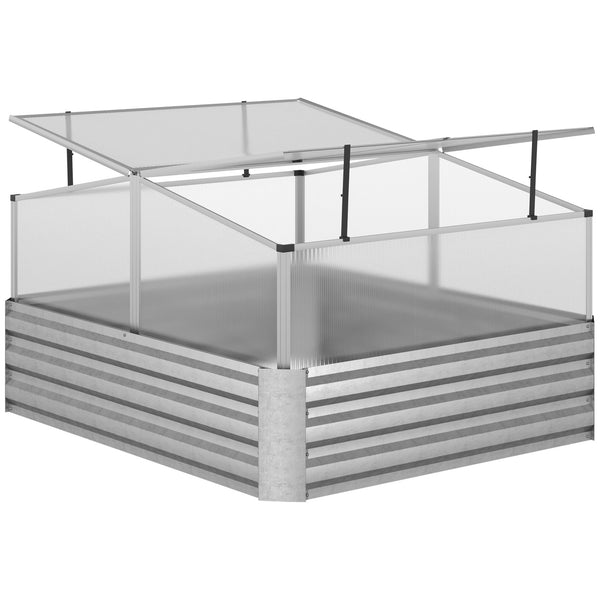 online Fioriera da Giardino 126x107x57,5/67,5 cm Rialzata in Metallo con Copertura in PC Argento