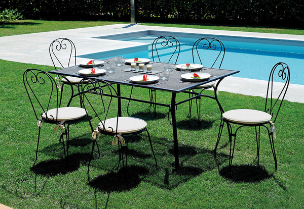 Rechteckiger Gartentisch 160x100 cm aus schwarzem Vorghini Tessiner Eisen online