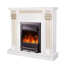 Camino Elettrico da Pavimento 102x110x30 cm Effetto Fiamma 2000W Calisto & Pluton Bianco