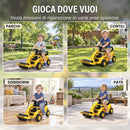 Ruspa Cavalcabile per Bambini 1-4 Anni 95x29x41 cm con Rullo Compressore Sollevabile Clacson e Vano Sotto Sedile in PP Giallo      