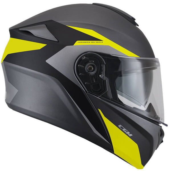 Integralhelm für Scooter CGM Dresden Long Visor 508G Matt Fluo Yellow Verschiedene Größen sconto