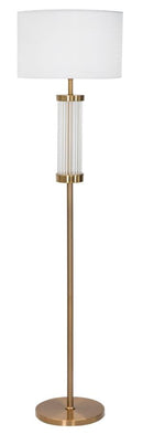 Lampada da Terra Ottoman Ø40x158 cm in Ferro e Vetro e Tessuto Oro e Bianco