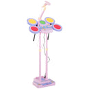 Set Batteria Giocattolo per Bambini con Microfono Rosa 