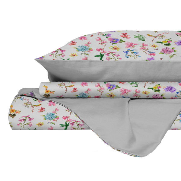 acquista Copripiumino Matrimoniale con Federe Stampato in Puro Cotone Gaia