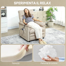 Poltrona Reclinabile con Riscaldamento, 8 Punti Massaggio e 5 Modalità 82x99x106 cm in Tessuto Effetto Velluto Beige   