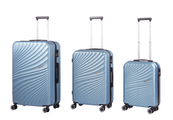Set 3 Valigie Trolley Rigido 4 Ruote con Combinazione in ABS Ravizzoni Amalfi Blu Acciaio online