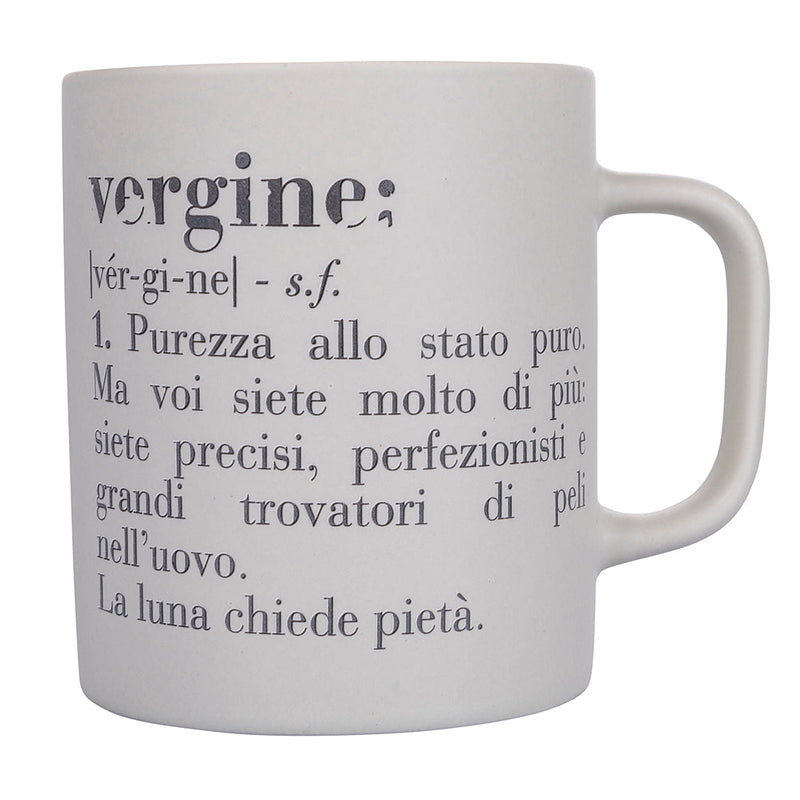 Tazza Zodiaco "vergine" Ø8x10 cm in Bone China VdE Tivoli 1996 Bianco