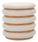 Puff Damasco Line Ø40x42 cm in MDF e Spugna e Poliestere e Cotone Naturale      