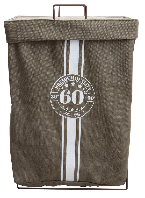 Faltbarer Wäschekorb mit Griffen 56x25x38 cm aus Stoff und grauem Metall prezzo