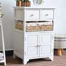 Mobile 2 Ante 2 Cassetti 2 Ceste 46x36x70 cm in Legno di Massello Fumer Nizza Bianco
