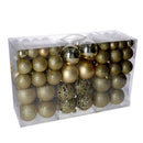 Set 100 Palline Decorative per Albero di Natale in Plastica oro cm Ø4,6,8