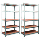 Set 2 Scaffalature Modulari 180x90x40 cm 5 Ripiani max 875 Kg in Metallo e MDF