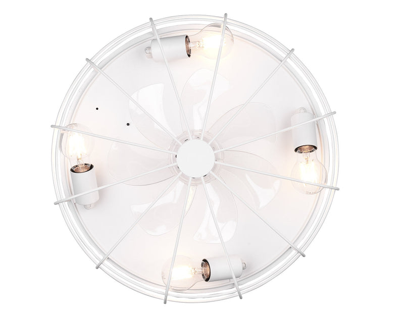 Plafoniera con Ventilatore da Interno Attacco E27 Ø50 cm Metallo Bianco Opaco
