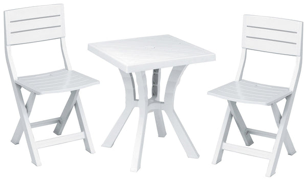 Set aus Couchtisch und 2 klappbaren Gartenstühlen aus Bauer Duetto White Resin sconto