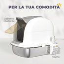 Lettiera per Gatto Chiusa XL con Coperchio Sollevabile Paletta Pacchetto Deodorante in Acciaio Inox Bianco      