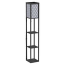 Scaffale Soggiorno in MDF con Lampada 40W Rete Nero Bianco 26x26x160 cm 