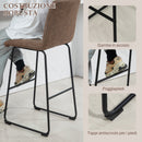 Set 2 Sgabelli da Bar con Poggiapiedi 44x50x109 cm in Pelle PU Marrone Scuro 