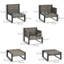 Set Salotto da Giardino Divano Angolare Poltrona e Tavolino in Rattan PE Grigio