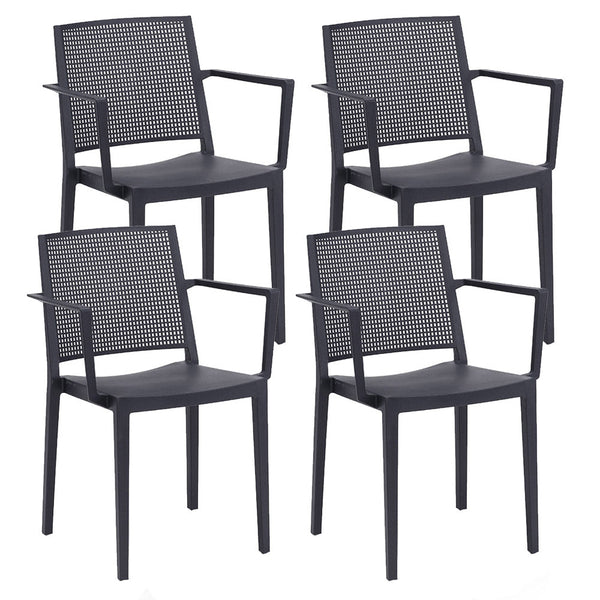 Satz von 4 stapelbaren Stühlen 81x57x56 cm mit Armlehnen aus Polypropylen und Fiberglas Porto Anthrazit sconto