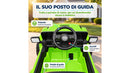 Macchina Elettrica per Bambini Licenza Jeep Wrangler Rubicon 12V con Sedili in Pelle e Telecomando Verde 
